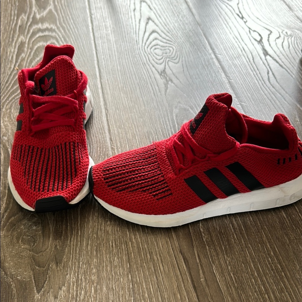 Adidas Kids Red / Black Sneakers with Sock-Like Collar